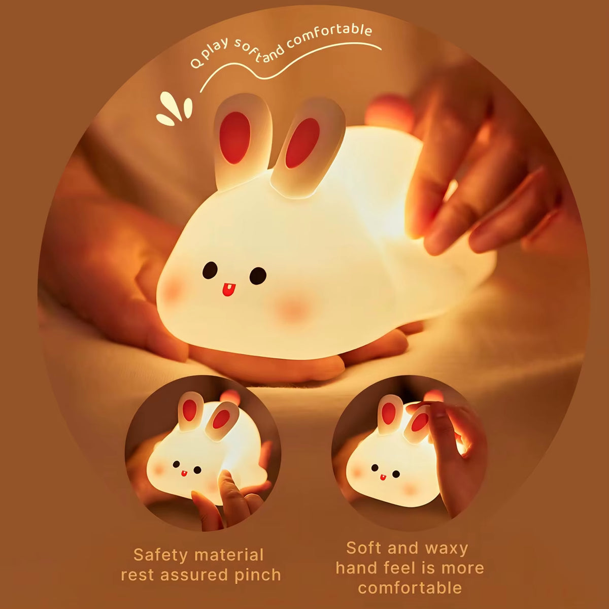 Cute LED Night Light Panda Sheep Rabbit Silicone Nightlights USB Rechargeable for Bedroom Decoration Kids Birthday Gift