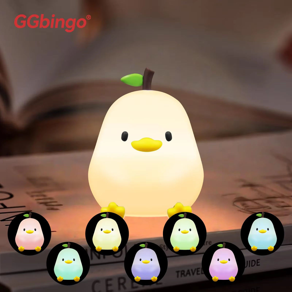 Duck Light Touch Sensor RGB LED Night Light Cute Pear Hamster Silicone Lamp USB Rechargeable Bedroom Bedside Lighting