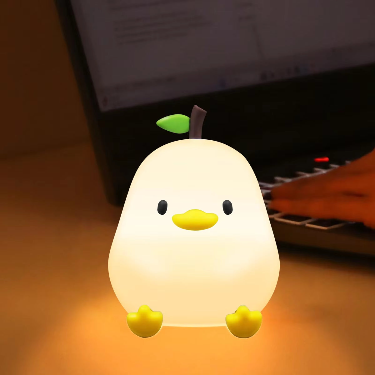 Duck Light Touch Sensor RGB LED Night Light Cute Pear Hamster Silicone Lamp USB Rechargeable Bedroom Bedside Lighting