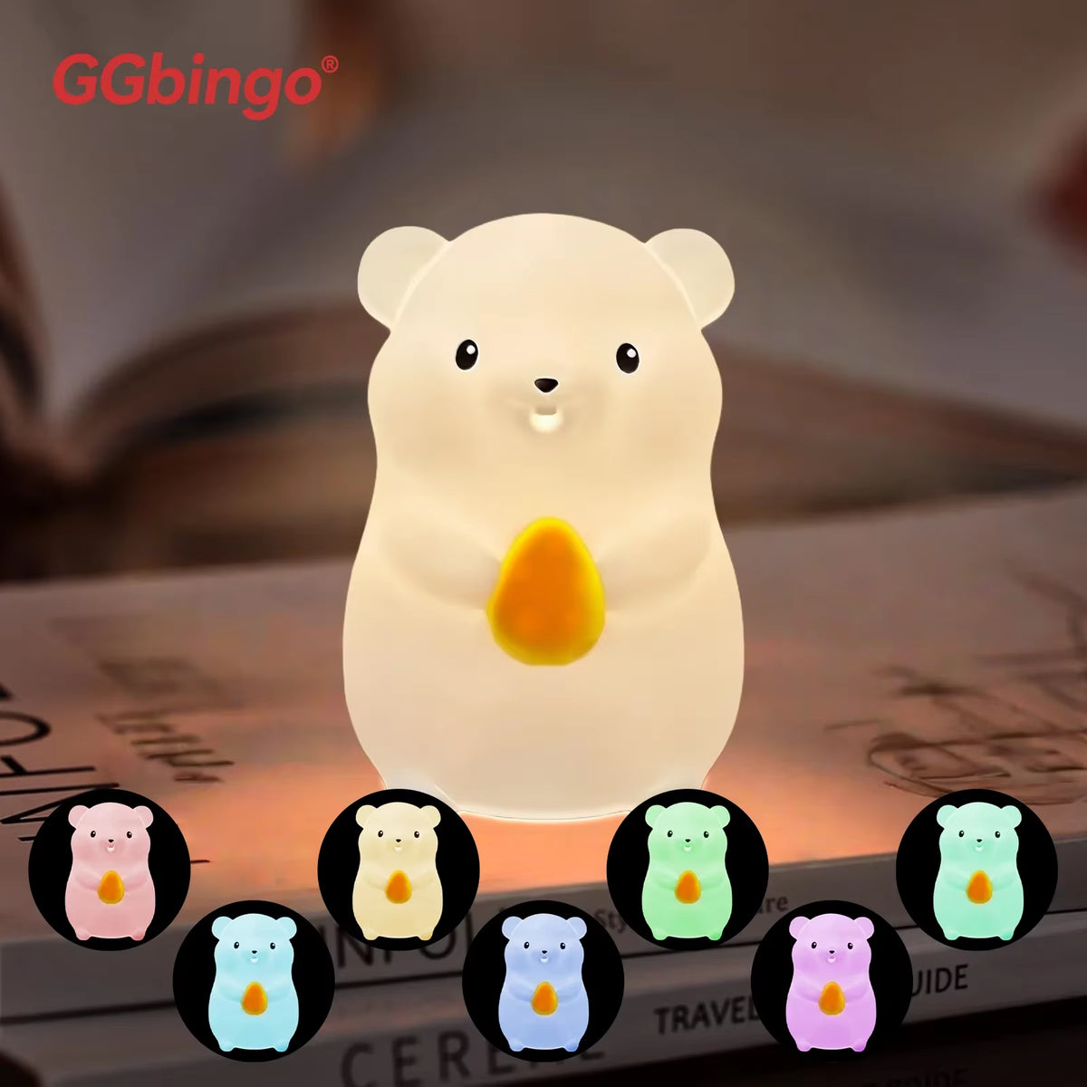Duck Light Touch Sensor RGB LED Night Light Cute Pear Hamster Silicone Lamp USB Rechargeable Bedroom Bedside Lighting