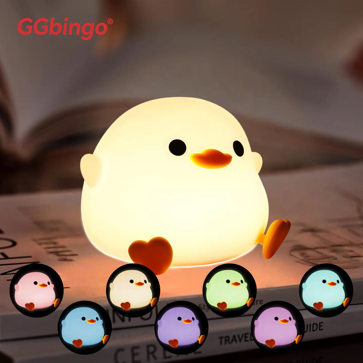 Duck Light Touch Sensor RGB LED Night Light Cute Pear Hamster Silicone Lamp USB Rechargeable Bedroom Bedside Lighting