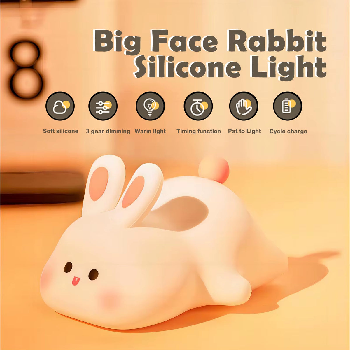 Cute LED Night Light Panda Sheep Rabbit Silicone Nightlights USB Rechargeable for Bedroom Decoration Kids Birthday Gift